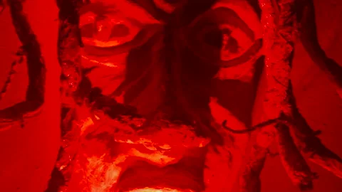 Scary Mask Changing Light Color Stock Footage 327238968