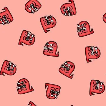 Scary monster cute vector seamless pattern Illustrazione stock