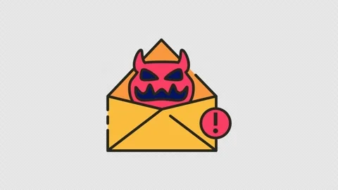 The scary monster repeating animated icon comes from an email with a warnin.. Stock Footage 314625227
