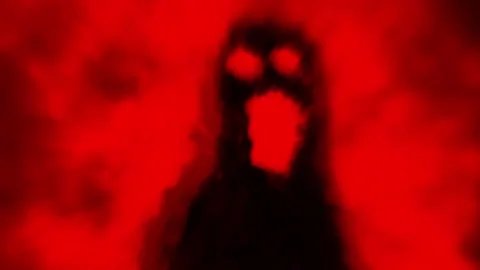 Scary monster shadow on red background., Stock Video