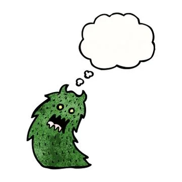 Scary monster with thought bubble Illustrazione stock
