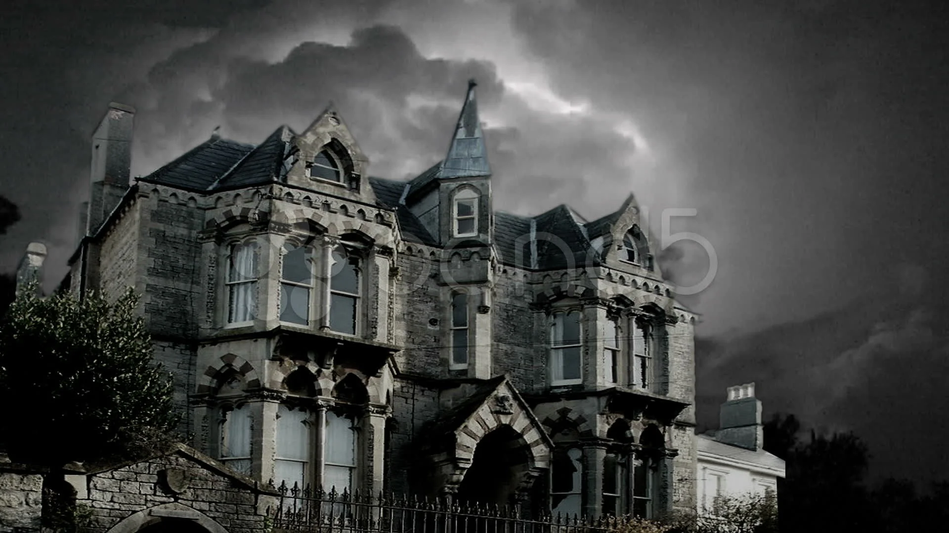 Dark vintage picture of the scary black monster face in an old cottage