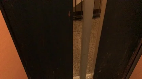 Scary old elevator drive in slow motion Stock Footage 74054449