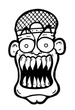 Scary or attacking face of man Stock Illustration