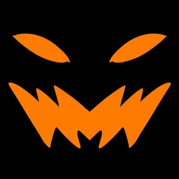 Scary Orange Devil Face on Black Halloween Background Stock Illustration