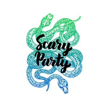 Scary Party Dotwork Snakes Stock Illustration
