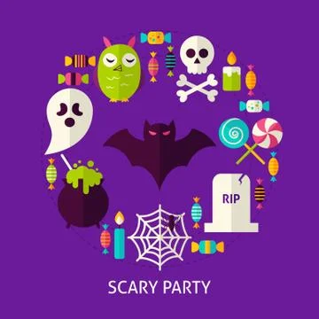 Scary Party Flat Concept Illustrazione stock