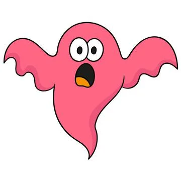 Scary pink ghost. doodle icon image Stock Illustration