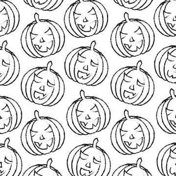 Scary pumpkin halloween comic pattern Illustrazione stock