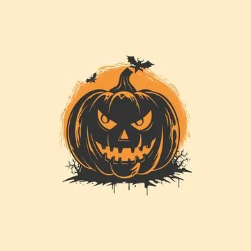 Scary pumpkin head silhouette flat design Illustrazione stock