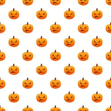 Scary pumpkin jack o lantern halloween repeating pattern Stock Illustration