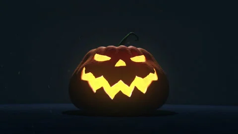 Scary pumpkin surrounded by darkness, 3D halloween animation Vídeos de archivo 161430866