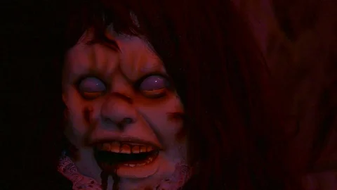 Scary puppet blood on face Stock Footage 70885555