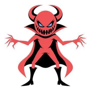 Scary red devil monster character with horns vector Ilustração Stock