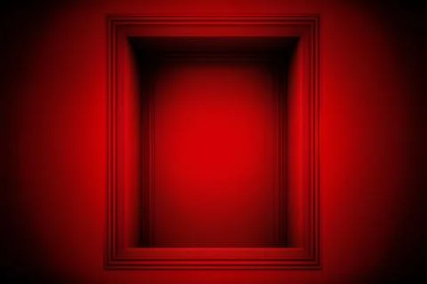 Scary red door with hell light as a symbol for thrill danger fear Stock Illustration