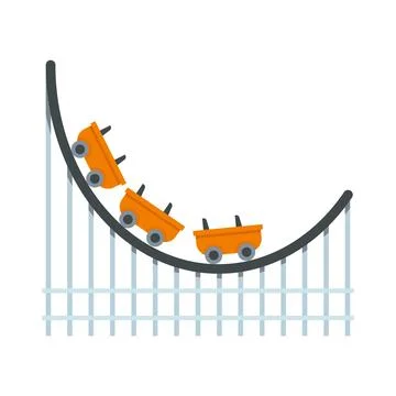 Scary roller coaster icon flat isolated Stock Illustration