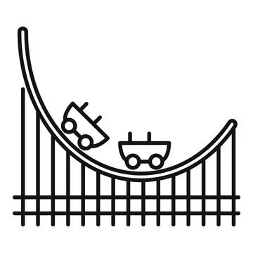 Scary roller coaster icon, outline style Stock Illustration