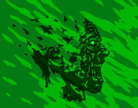 Scary screaming grim demon profile. Vector illustration. Stock Illustration