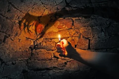 Scary shadow in the dark 스톡 사진