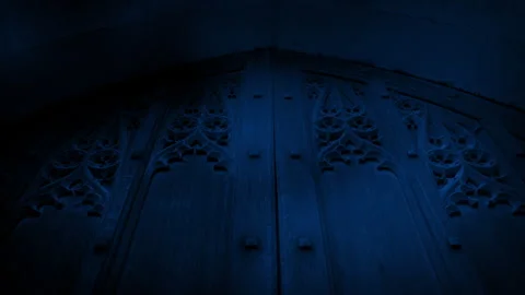 Scary Shadows Moving Over Big Medieval Door Stock Footage 247973959