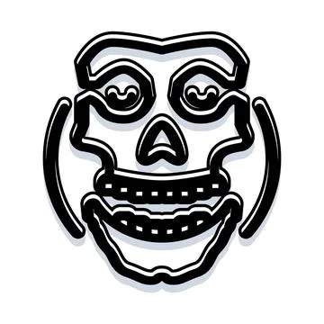 Scary skull face drawing with shadow effect Stock Illustration