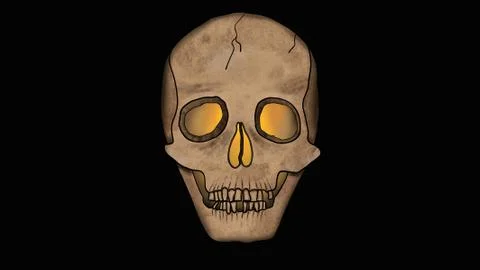 Scary Skull glowing from the inside isolated on Black - Spooky Illustration Illustrazione stock