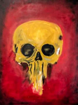 Scary skull isolated on black background. Design for t-shirt with skull print Stock Illustration