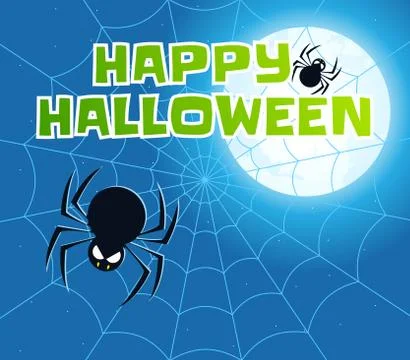 Scary Spider at night. Isolated Vector Illustration Stock Illustration