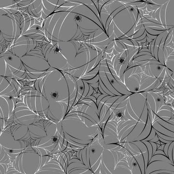 Scary Spider Webs vector seamless pattern Illustrazione stock