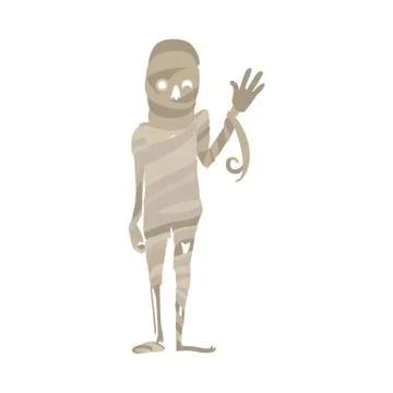 Scary, spooky mummy waving hello, Egypt symbol Stock Illustration