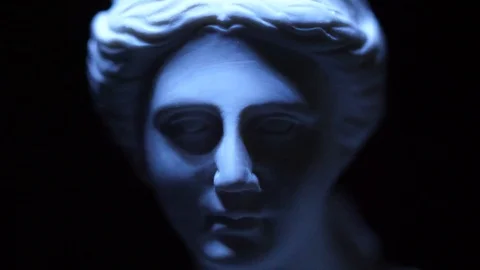 Scary Statue Face Looking At Camera With Light Flashing - Horror Scene Stock-Footage 90139761
