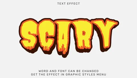 Scary text effect template in 3d design Stock Illustration