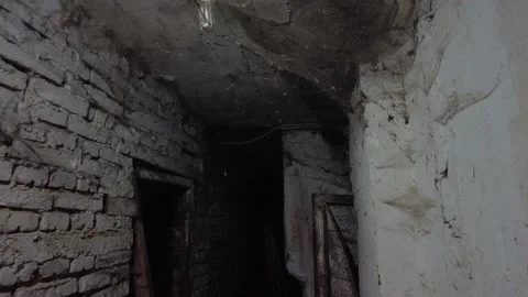 Scary underground, basement. Old abandoned warehouses in a dungeons. Stock Footage 148722166