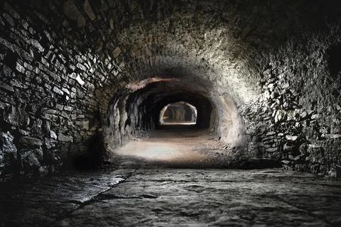 Scary underground, old castle cellar Photos