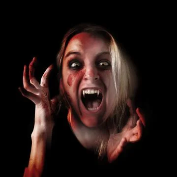 Retrato De La Mujer Del Vampiro De Halloween Foto de archivo