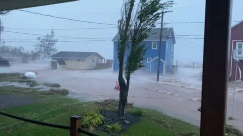 Scary View From  Deck During Hurricane Fiona, Grand Barachois, New Brunswick, Ca 스톡 동영상 214812983