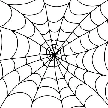 Scary web on a white background. Black web. Hand drawn banner with spider w.. Stock Illustration