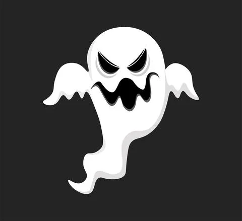 Scary white ghost vector flat illustration. Spooky character for Halloween night Stock Illustration