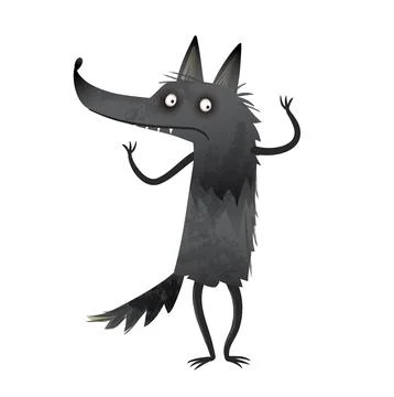 Scary Wolf Character Design Isolated Kids Cartoon Stock Illustration