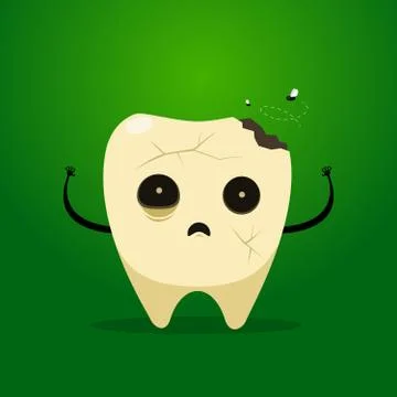 The scary zombie tooth. Isolated Vector Illustration Stock Illustration