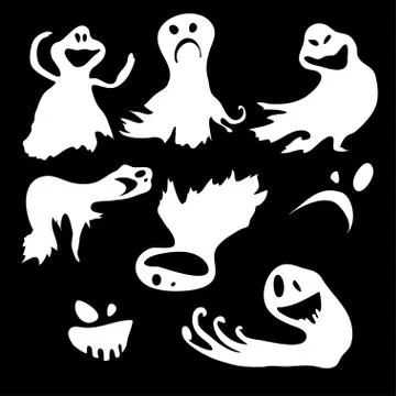 Scary.bvector wallpaper with flying ghosts Stock Illustration