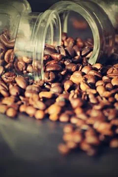 Scatter beans of coffe Stock Photos