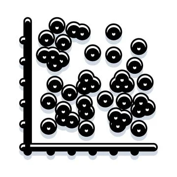 Scatter plot analyzing data points with clusters 库存插图