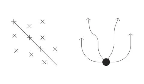 Scatter plot and flow diagram 2D line objects set Ilustración de archivo