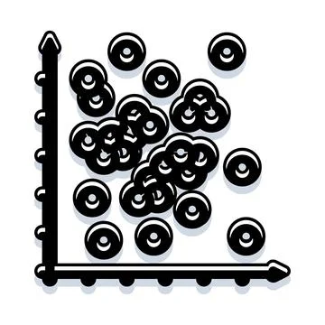 Scatter plot data visualization analyzing information statistics Illustrazione stock