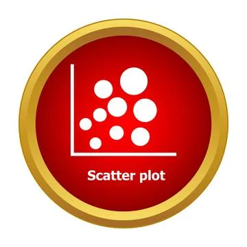 Scatter plot data visualization icon on red button 스톡 일러스트
