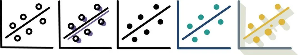 Scatter plot graph icon set Stockillustratie