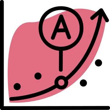 Scatter plot graph with trend line Ilustración de archivo