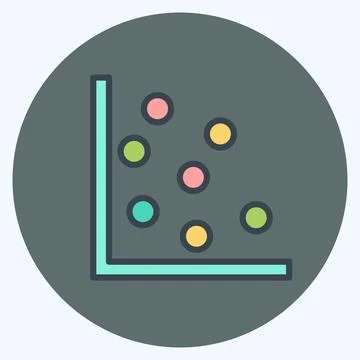 Scatter Plot I Icon in trendy color mate style isolated on soft blue backgrou Ilustración de archivo