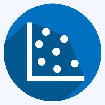 Scatter Plot I Icon in trendy long shadow style isolated on soft blue backgro Ilustración de archivo